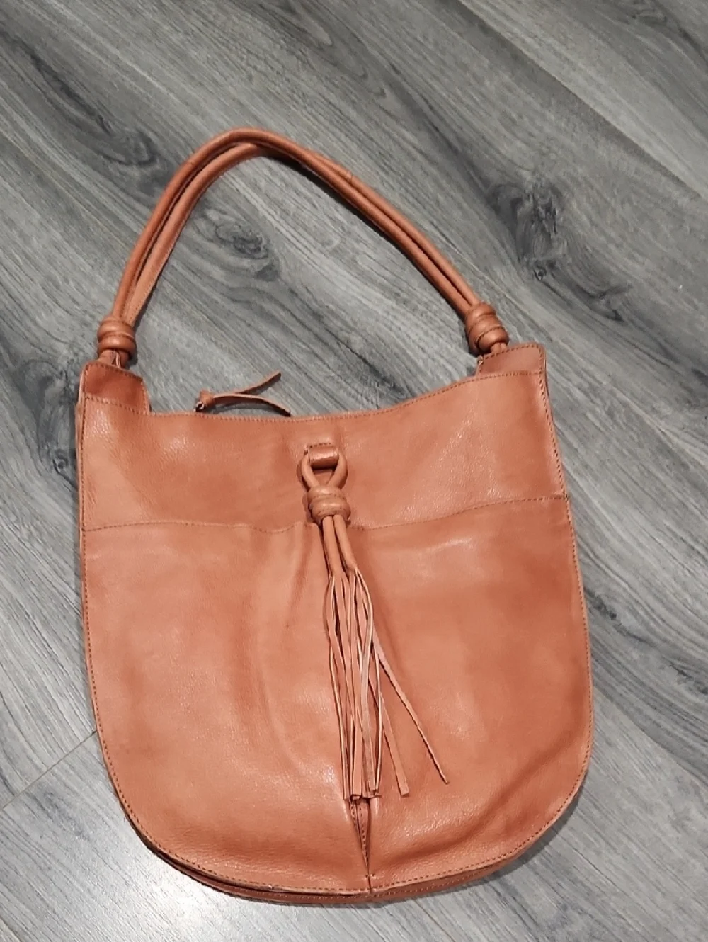 Paul & Taylor NWOT Whiskey Cognac Leather Hobo Bag with Tassel